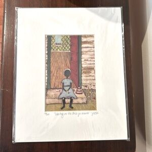 Art Print “Waiting on the porch for mama” Lisa Telling Kattenbraker 8 x10 matted